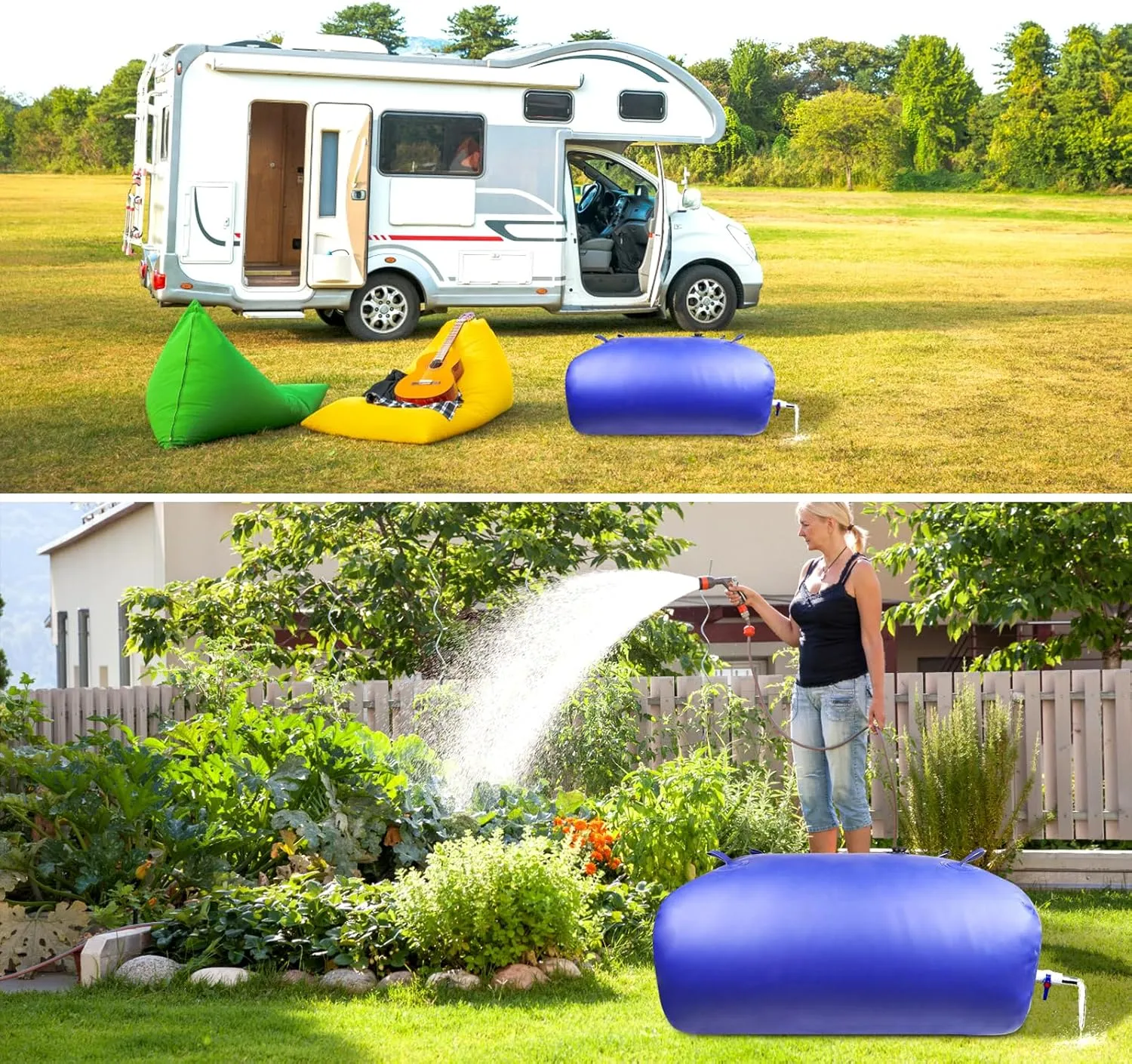 Water Bladder Storage Containers 528.3Gal/2000L - Water Tank Foldable Water Storage Containers,with Valve Soft Water Bag,Agricultural Water,Drought Resistance,Fire Prevention, Emergency Water, Blue
