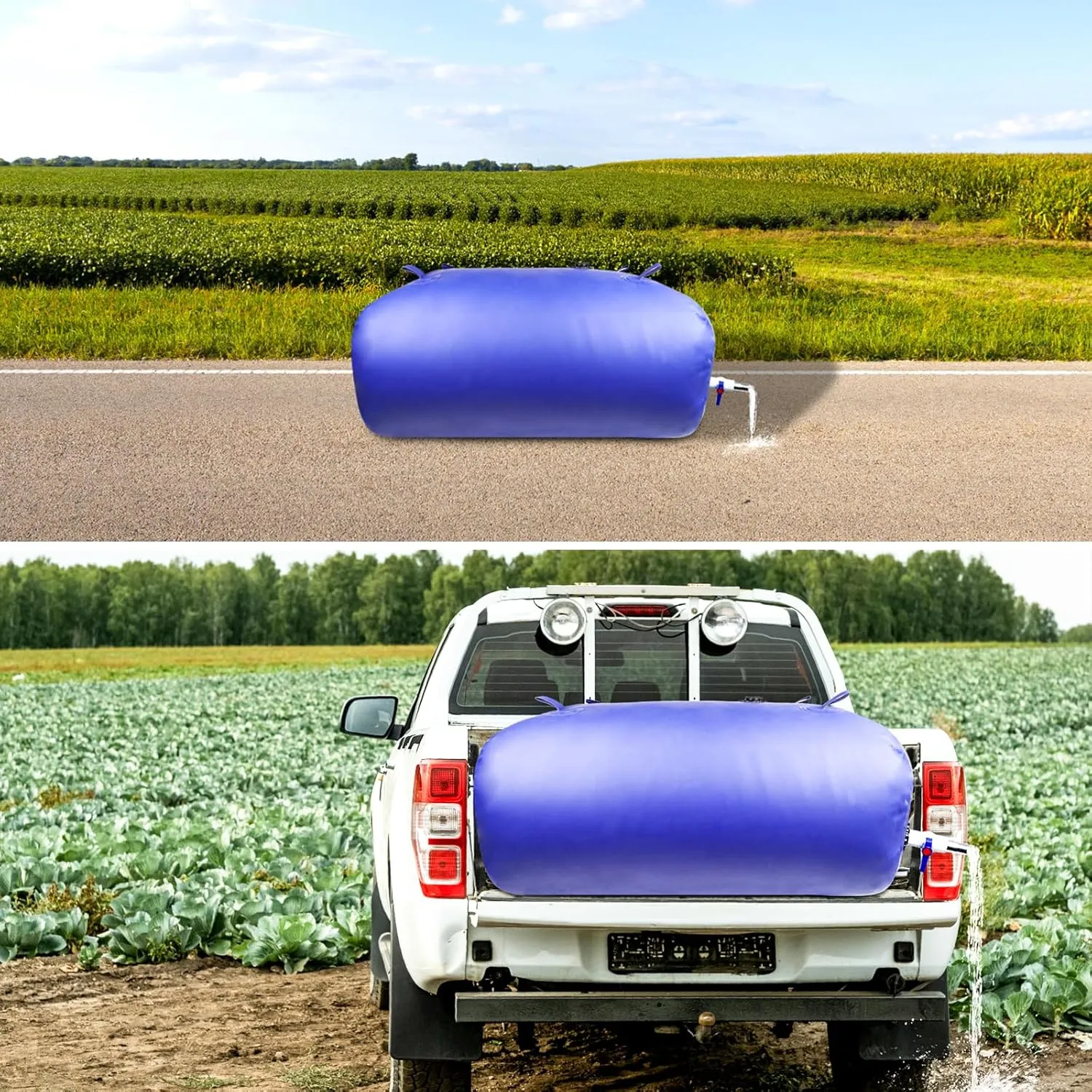 Water Bladder Storage Containers 528.3Gal/2000L - Water Tank Foldable Water Storage Containers,with Valve Soft Water Bag,Agricultural Water,Drought Resistance,Fire Prevention, Emergency Water, Blue