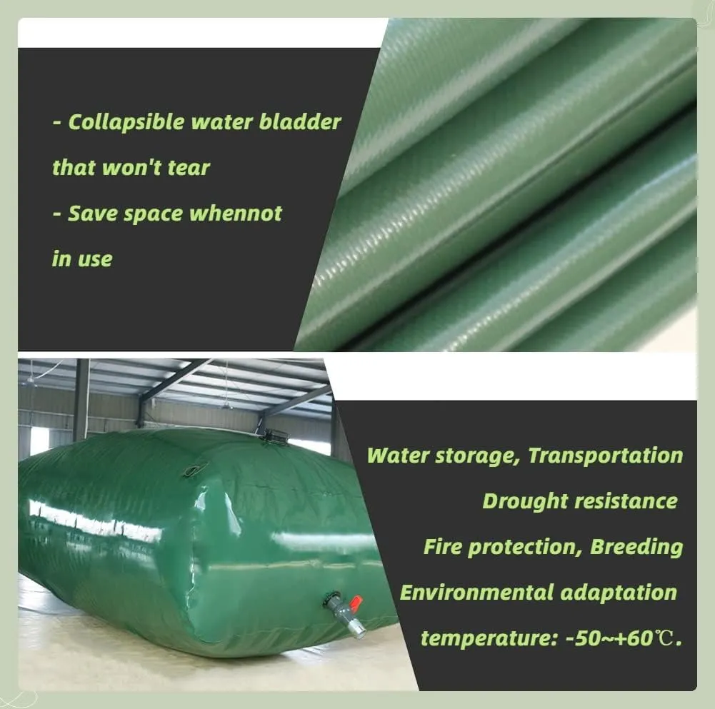 Water Bladder Tank，50-2000 Gallon Portable Agricultural Emergency Large Capacity Collapsible Water Container,(3x2x0.85m/5100L/1347Gallon)
