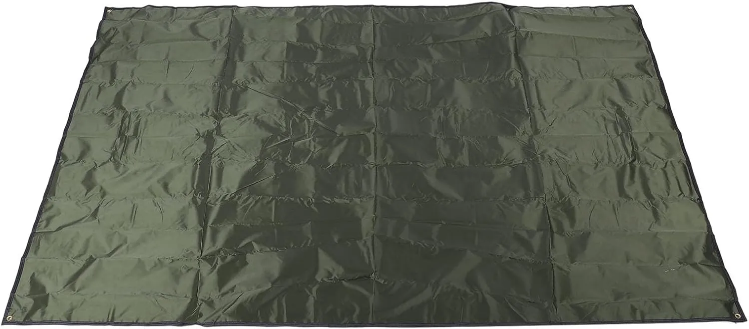 Water Proof Camping Tarp, 240x220CM Picnic Blanket Sunshade Beach Mat, Oxford Cloth Tent Floor Saver with Storage Bag (OD Green)