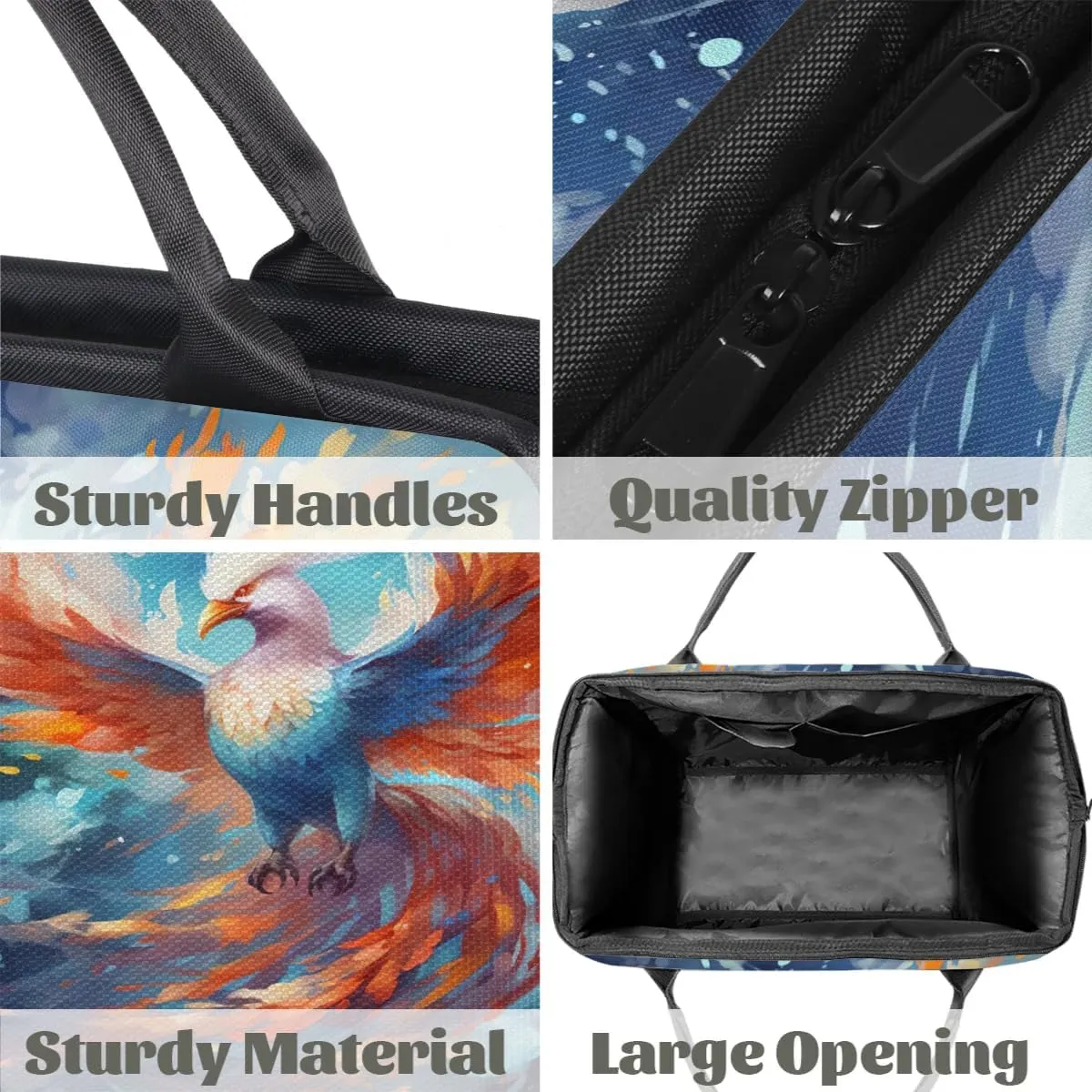 Watercolor Fire Phoenix Travel Duffle Bag, Waterproof Duffel Bag Weekender Overnight Carry On Bag Lightweight Sport Gym Bag for Men Women