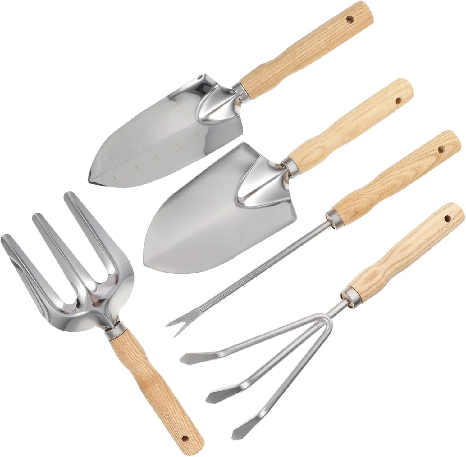 Weeding Rake Tool Heavy Duty Garden Rake 5pcs Planting Tool Set Multi-Function Shovel Ergonomic Wooden Handle for Garden Work