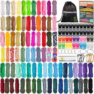 WEREWOLVES 80 Colors Paracord Cord, 550 Paracord Bracelet Crafting Combo Kits with Instruction - Multifunction Paracord Ropes, 10 Feet Each Parachute Cord for DIY Manual Braiding Supplies