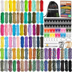 WEREWOLVES 80 Colors Paracord Cord, 550 Paracord Bracelet Crafting Combo Kits with Instruction - Multifunction Paracord Ropes, 10 Feet Each Parachute Cord for DIY Manual Braiding Supplies