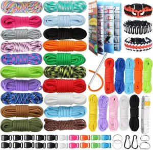 WEREWOLVES Paracord 550, 4MM Paracord 20 Colors & 2MM Micro Paracord Rope 10 Colors with Instructions Book, Paracord Bracelet Combo Crafting Kits, Parachute Cord and Complete Accessories