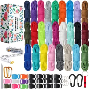 WEREWOLVES Paracord 550 Combo Crafting Kits - Survival Paracord Bracelet Rope Kits - Tent Rope Parachute Cord with Soft Tape Measure, Buckles, and Key Rings - Great Gift (Summer - 10FT/Each Color)