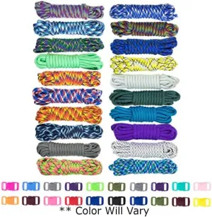 West Coast Paracord Zesty 550lb Survival Paracord Random Combo Crafting Kit 10 Colors of 500lb Cord and 10 Buckles - Type III Paracord - Make 10 Paracord Bracelets - Great Gift