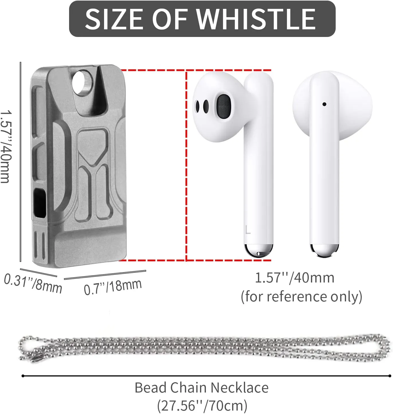 Whistle Emergency Titanium Whistle,Survival Loud Whistle Safety Whistle for Kids Women,EDC Signal Whistles Necklace