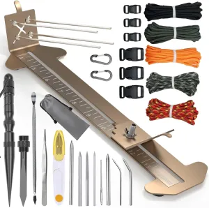 WILDAIR Paracord Bracelet Jig Kit - Pro Tool Kit With Marlin Spike FID Set, Adjustable Length Weaving DIY Craft Maker Tool, Bracelet Maker Edition