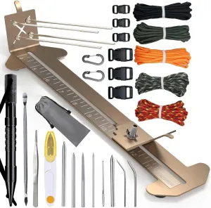 WILDAIR Paracord Bracelet Jig Kit with Knotters Tool Marlin Spike Paracord FID Set Lacing Needles/Fids for Paracord Work Paracord Tool Kit Adjustable Length 4" to 13" Paracord Jig Bracelet Maker