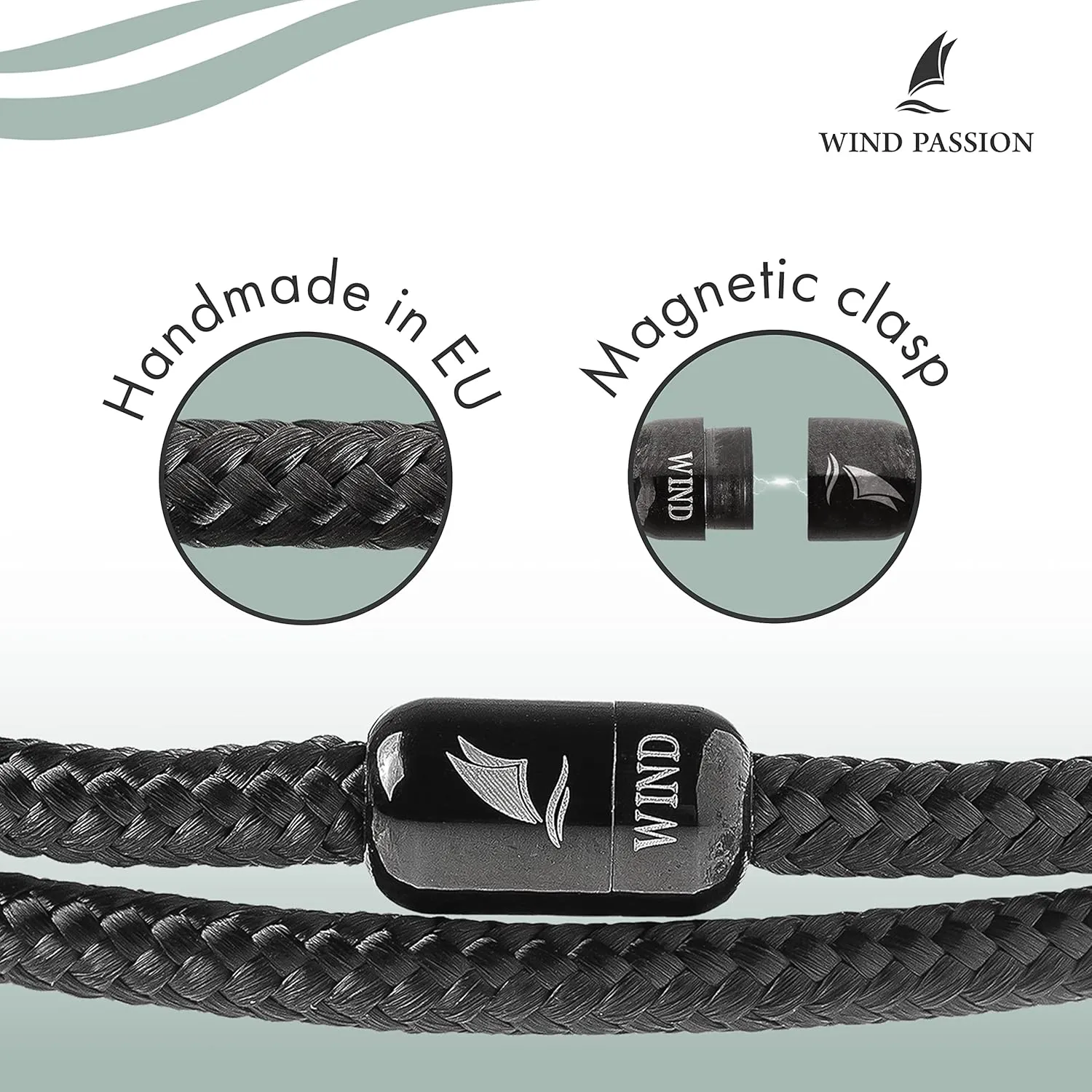 Wind Passion - Men’s Bracelet, Durable Rope Wristband for Men, Versatile Pulseras Para Hombres - Waterproof, Magnetic Clasp, Ideal for Outdoor & Fashion