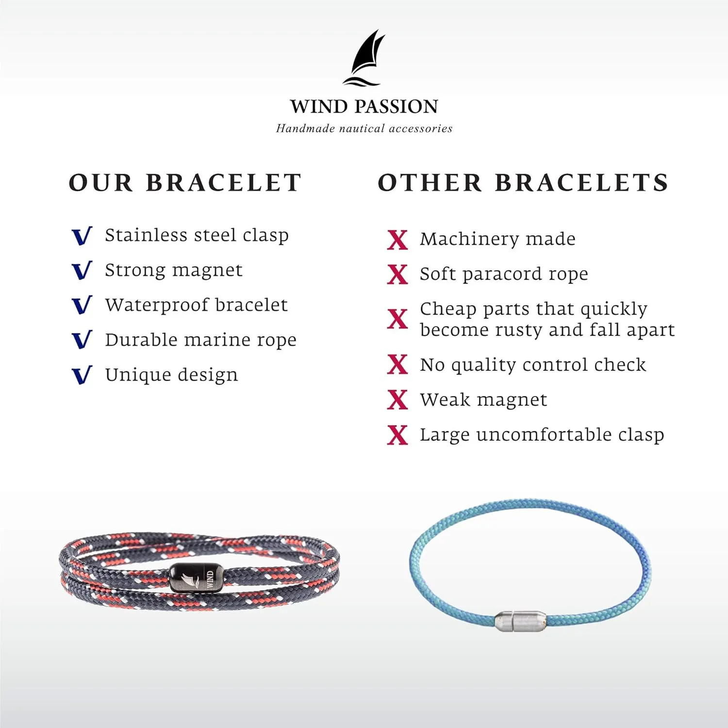 Wind Passion - paracord bracelet for women - bracelet for men - magnetic bracelet for men - rope bracelet for men - wrist bracelet - bracelet with magnetic clasp