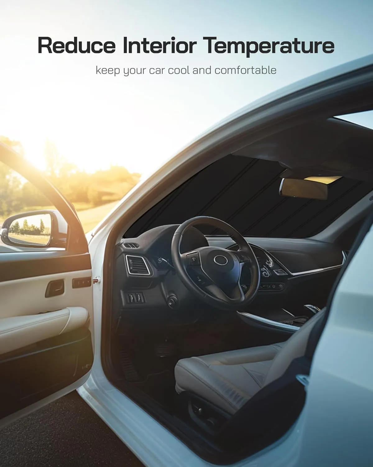 Windshield Sun Shade for 2015-2017 Toyota Camry with Lane Departure Alert. Front Window Sunshade with Storage Bag