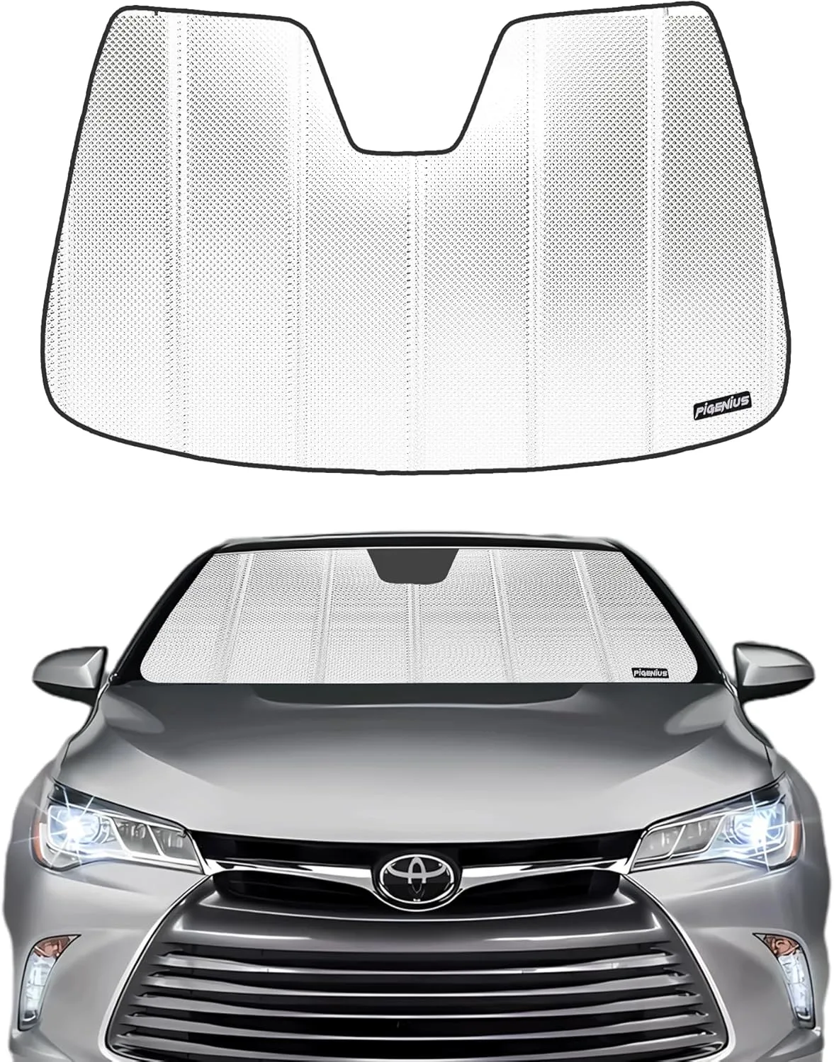 Windshield Sun Shade for 2015-2017 Toyota Camry with Lane Departure Alert. Front Window Sunshade with Storage Bag