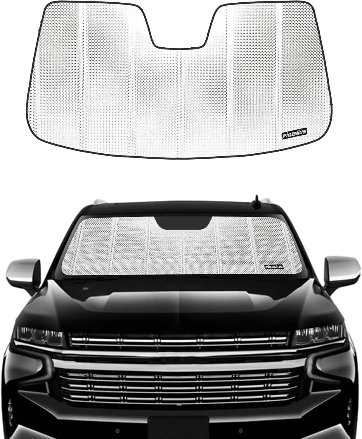 Windshield Sun Shade for 2021-2024 Chevrolet Suburban/Tahoe, 2021-2023 GMC Yukon/Yukon XL/Cadillac Escalade/Escalade ESV. Front Window Sunshade with Storage Bag