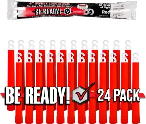 Windy City Novelties Be Ready - Red 6" Industrial 12 Hour Premium Emergency Safety Chemical Light Glow Sticks - 24 Pack