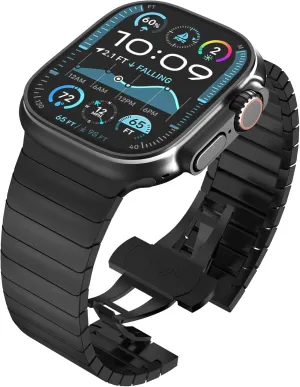 WINGLE Compatible for Apple Watch Band Ultra 2 Band Ultra 49mm 46mm 45mm 44mm 42mm Series 10 9 8 7 for Men, Stainless Steel Metal Bands for Apple Watch iWatch SE Series 6 5 4 3 2 1 Link, Black