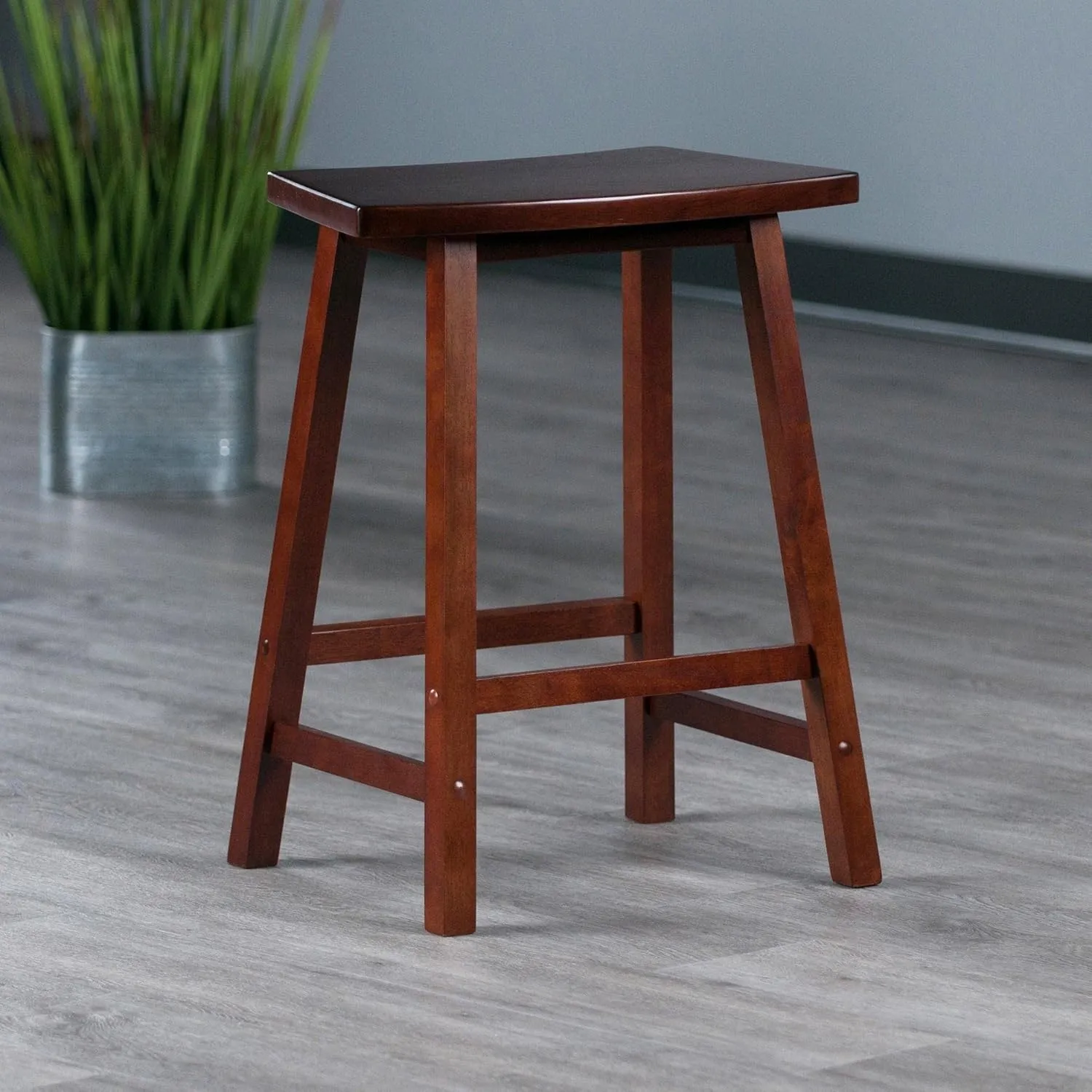Winsome Katashi Fan Shape Counter Stool, Walnut, 24"