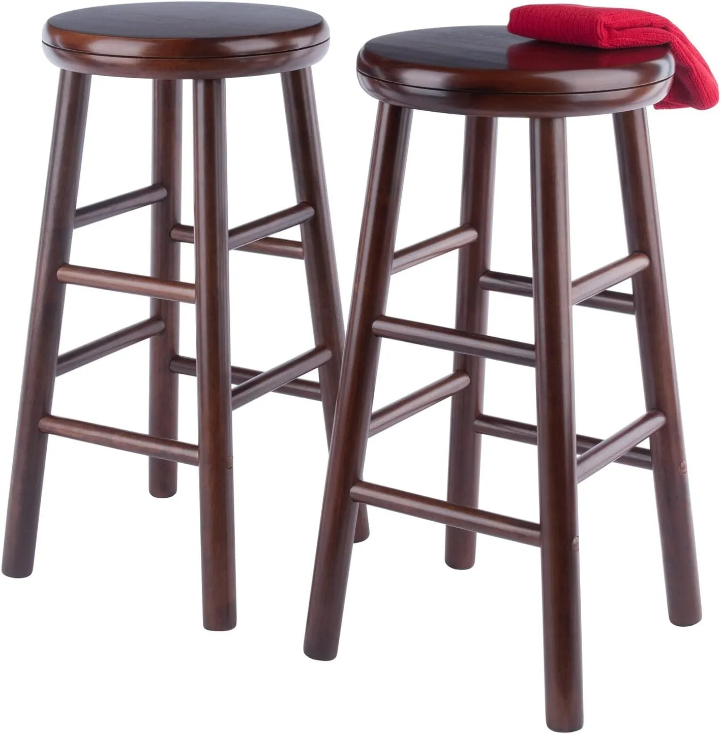 Winsome Shelby 2-Piece Swivel Counter Stools, 25 in, Walnut, Solid Wood