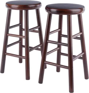 Winsome Shelby 2-Piece Swivel Counter Stools, 25 in, Walnut, Solid Wood