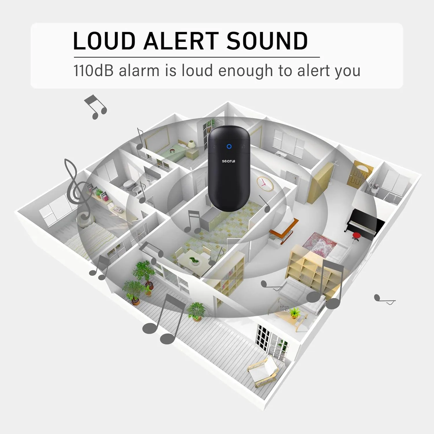 Wireless Doorbell, SECRUI Door bell Over 1000ft Coverage with 2 Plug-In Receivers, 1 Waterproof Push button, 52 Chimes, 110dB loud Sound Colorful LED Flash