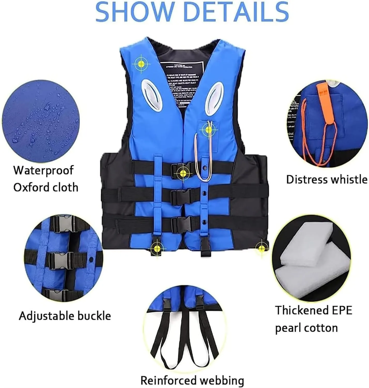 Women's Buoyancy Support Vest Adjustable High Buoyancy Vest - Water Safety Flotation Aid for Kayaking, Boating, Swimming & Water Sports with Rescue Whistle & Reflective Strips