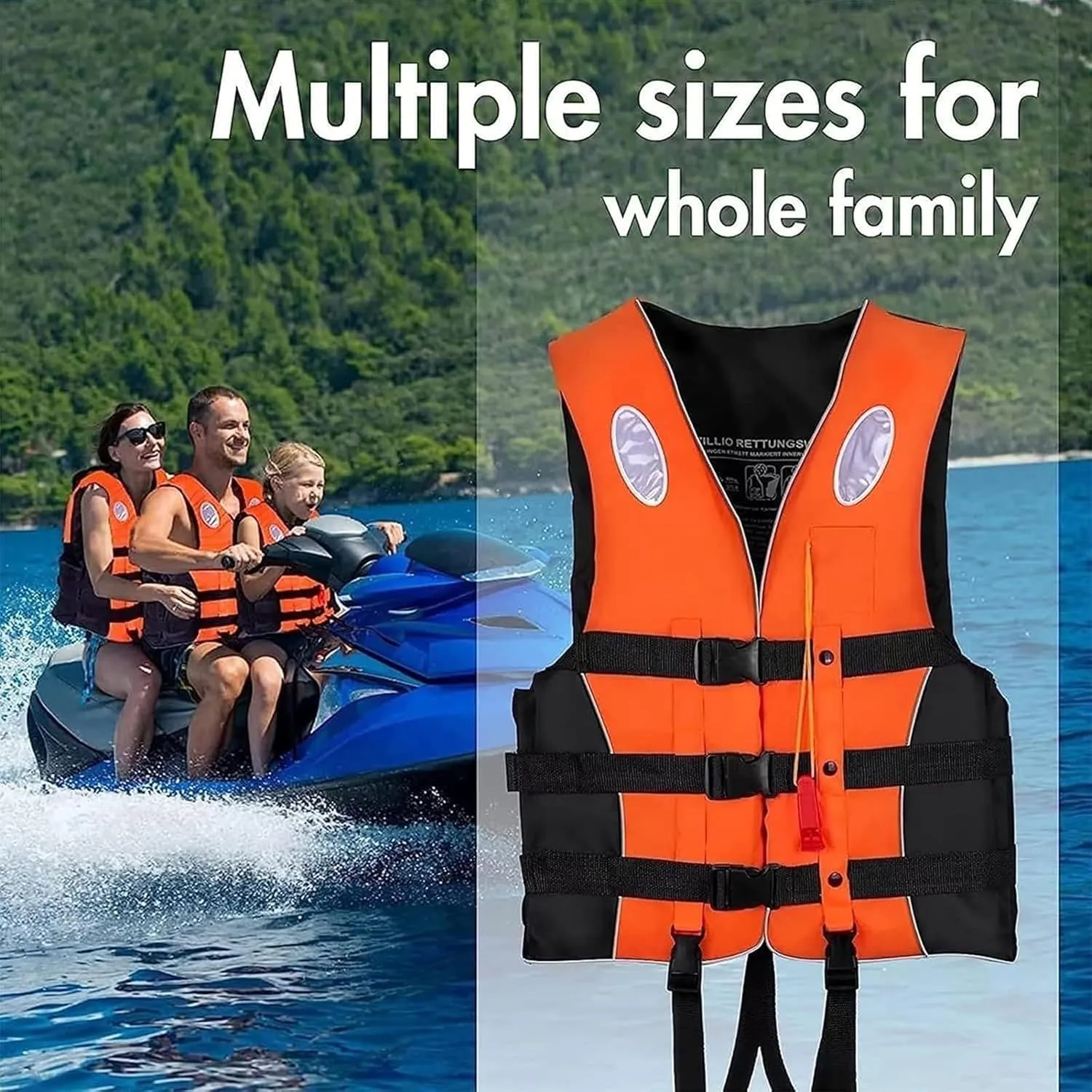 Women's Buoyancy Support Vest Adjustable High Buoyancy Vest - Water Safety Flotation Aid for Kayaking, Boating, Swimming & Water Sports with Rescue Whistle & Reflective Strips