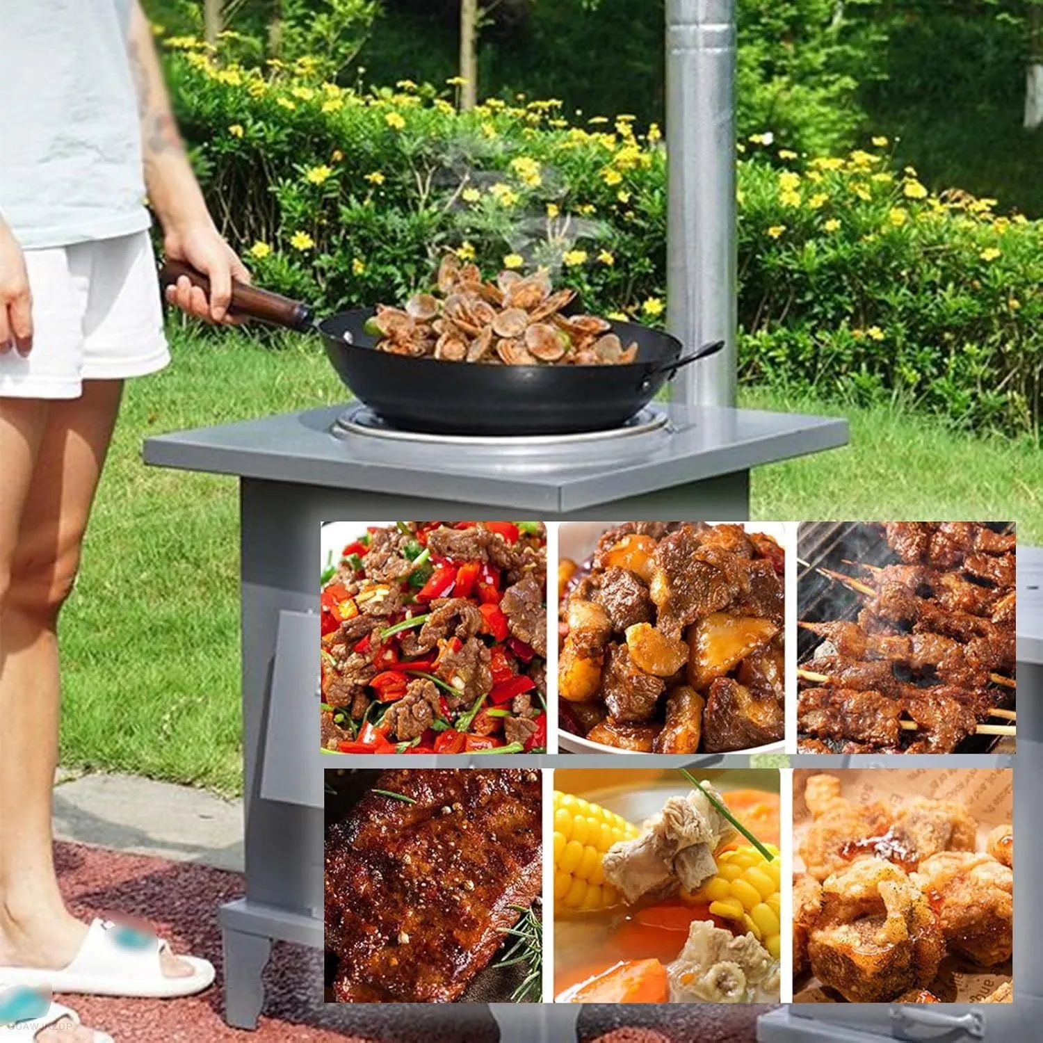 Wood Burning Stove, Camping Wood Stove, Thickened Plate, Removable Bracket,2 to 3 People Outdoor, for Camping, Picnic, BBQ, Hiking,Survival