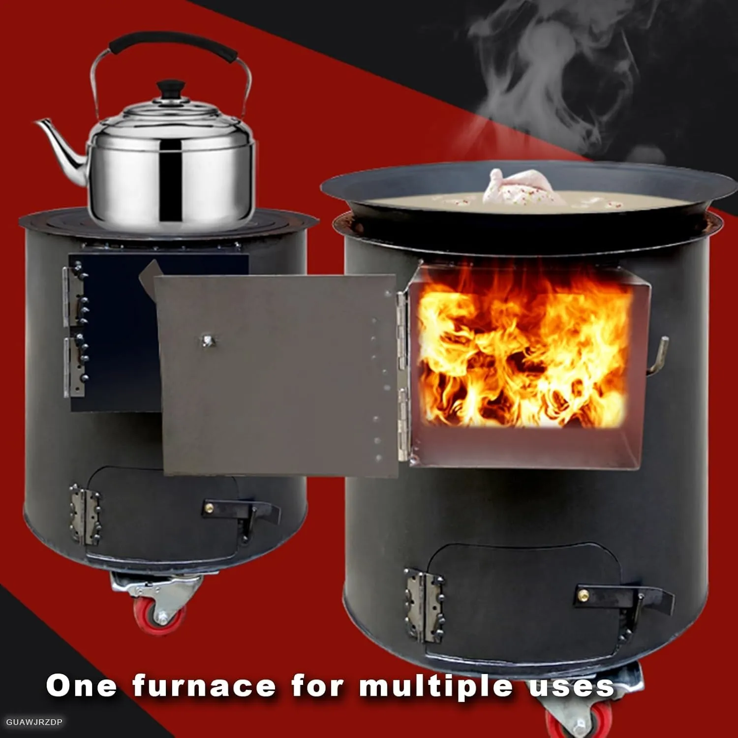 Wood Burning Stove, Outdoor Wood Stove, with Stove Ring and Detachable Leg Frame, it is Suitable for Outdoor Survival, Travel, picnics and Camping