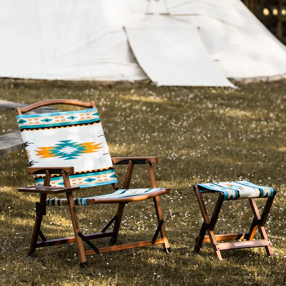 Wood Outdoor Stool - Aztec