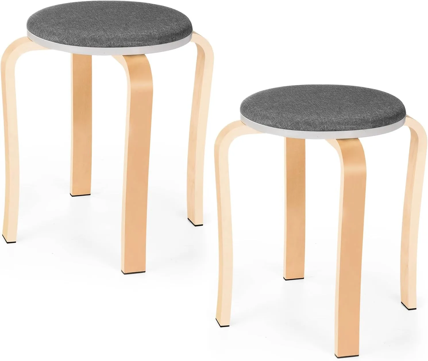 Wood Stools, Set of 2 Wooden Stackable Stool Extra Seating for Kids, Guests, Portable Round 16.5-Inch, Counter Height Stools for Living Room, Backyard, Classroom, Kitchen, Pland Stand, Apartment