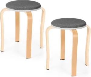 Wood Stools, Set of 2 Wooden Stackable Stool Extra Seating for Kids, Guests, Portable Round 16.5-Inch, Counter Height Stools for Living Room, Backyard, Classroom, Kitchen, Pland Stand, Apartment