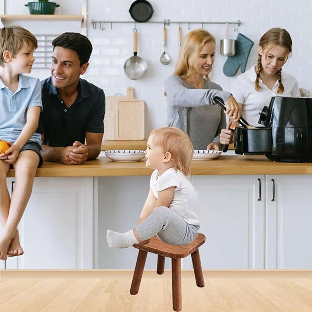 Wooden Short Stool for Kids Living Room Shoe Changing Stool Home Furniture Seat