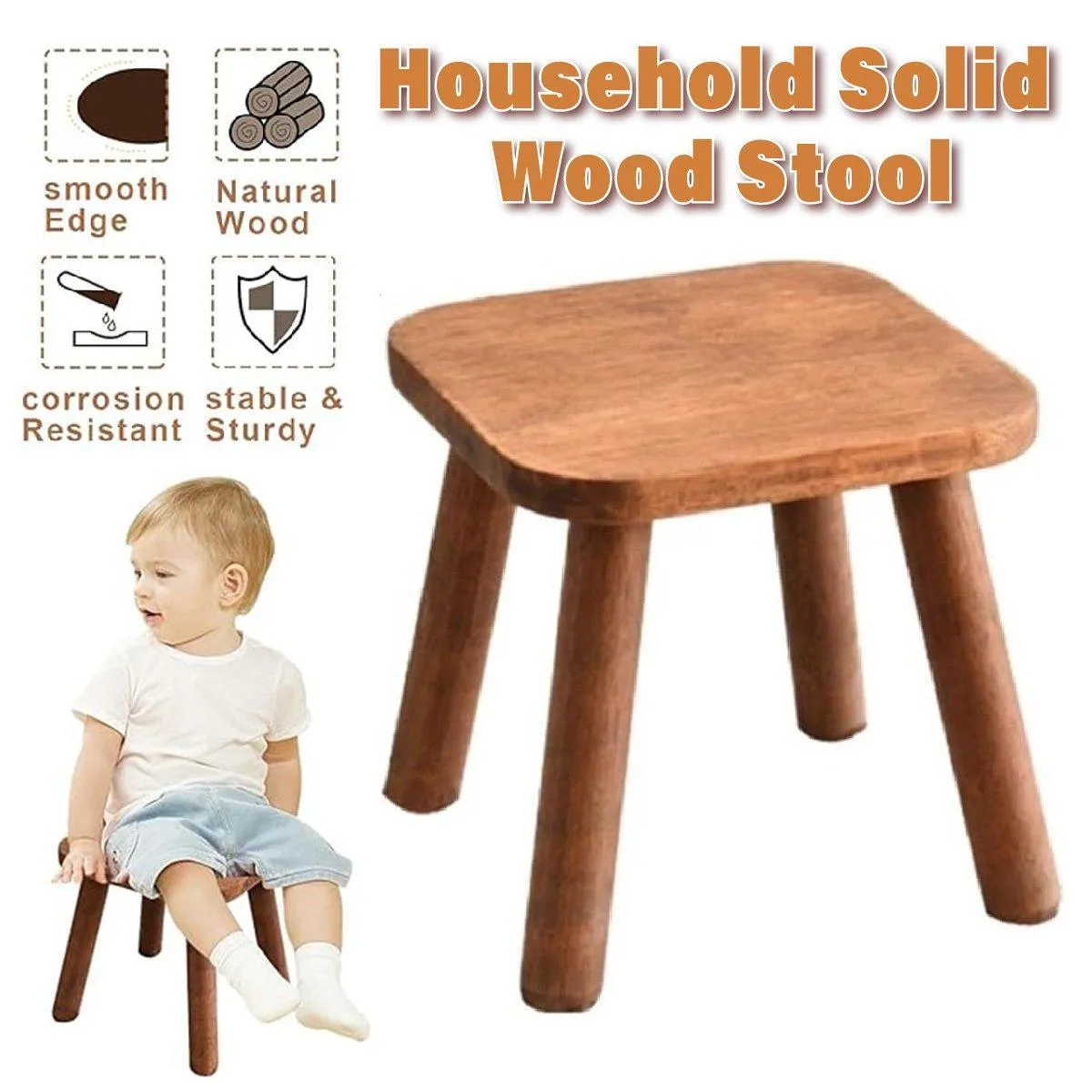 Wooden Short Stool for Kids Living Room Shoe Changing Stool Home Furniture Seat