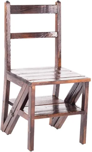 Wooden Step Stool,Foldable Step Stool,High Chair Staircase Shelf Stepladder Folding Dual-Use Climb 3 Step Ladder Safety Kitchen Indoor Shoe Rack Home