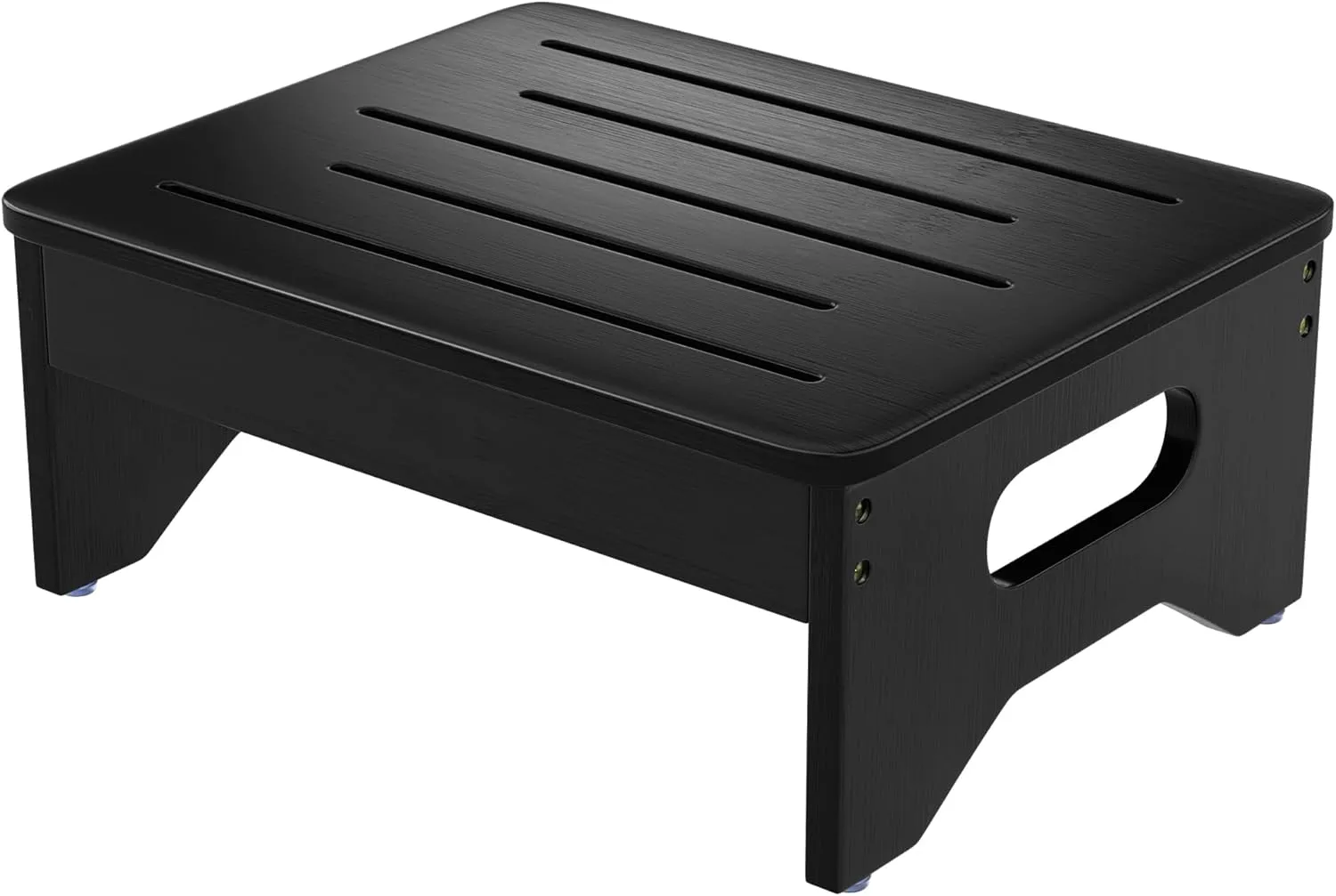 Wooden Toddler Step Stool for Adults & Kids, Non-Slip Rubber Feet, 6.5 Inch High, Lightweight Stepping Stool, 400 lbs Capacity, Bed Steps for High Beds, Bathroom & Kitchen, Black