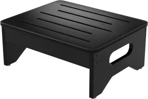 Wooden Toddler Step Stool for Adults & Kids, Non-Slip Rubber Feet, 6.5 Inch High, Lightweight Stepping Stool, 400 lbs Capacity, Bed Steps for High Beds, Bathroom & Kitchen, Black