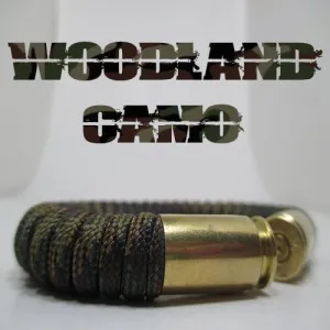 Woodland Camo Paracord 40 Caliber Bullet Casing Bracelet