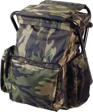 Woodland Camouflage Military Deluxe Combo Backpack & Foldable Stool
