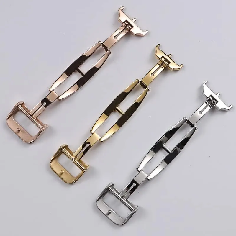 Wscebck 16 18mm Polished Silver Gold Rose-Gold Solid Stainless Steel Folding Clasp for Jaeger-LeCoultre Deployment Buckle (Color : Rose Gold, Size : 16mm)