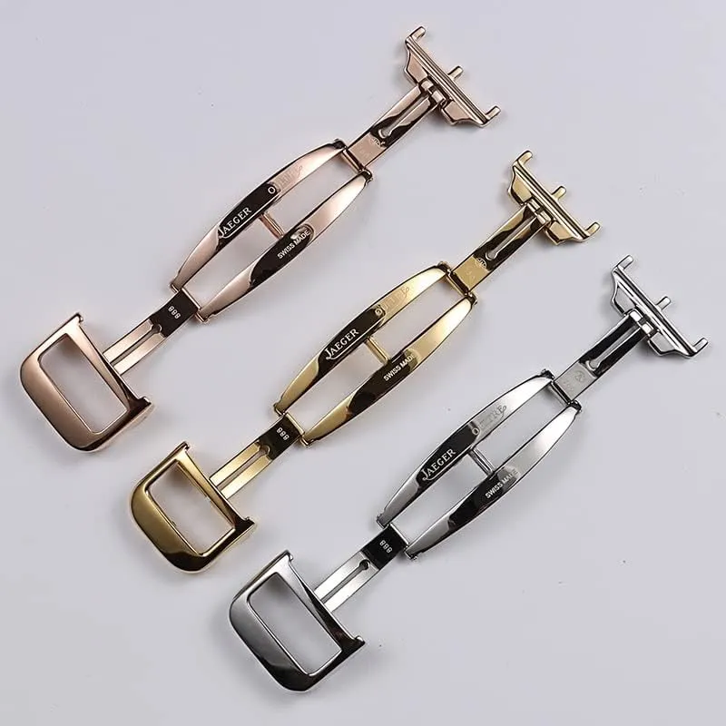 Wscebck 16 18mm Polished Silver Gold Rose-Gold Solid Stainless Steel Folding Clasp for Jaeger-LeCoultre Deployment Buckle (Color : Rose Gold, Size : 16mm)