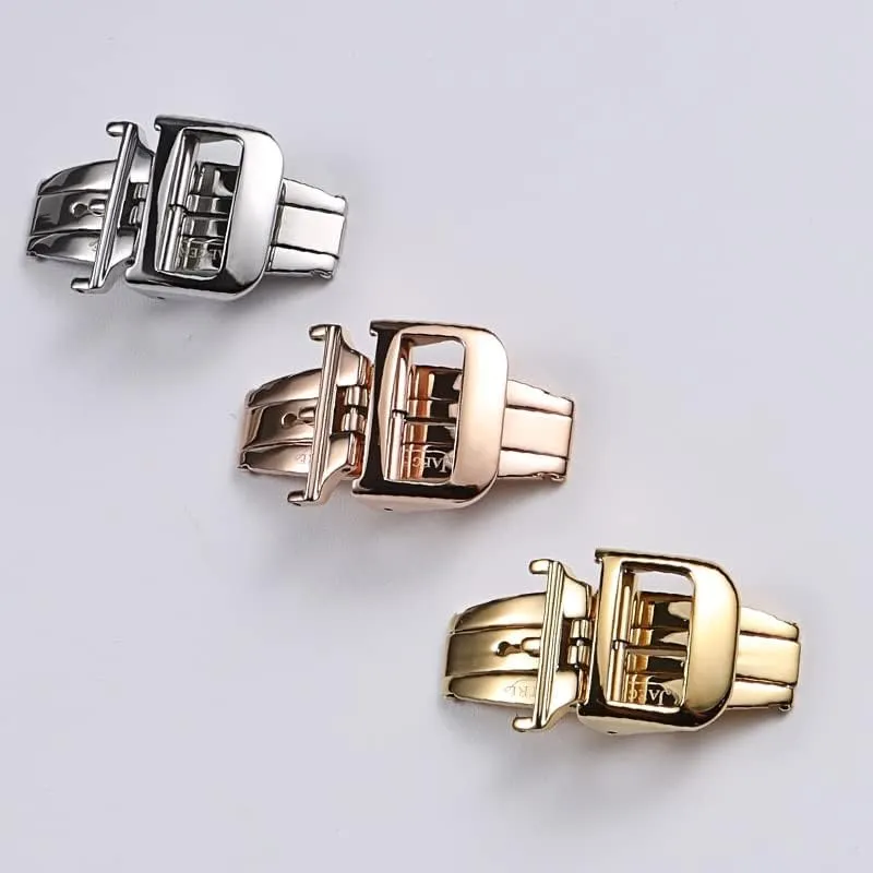 Wscebck 16 18mm Polished Silver Gold Rose-Gold Solid Stainless Steel Folding Clasp for Jaeger-LeCoultre Deployment Buckle (Color : Rose Gold, Size : 16mm)