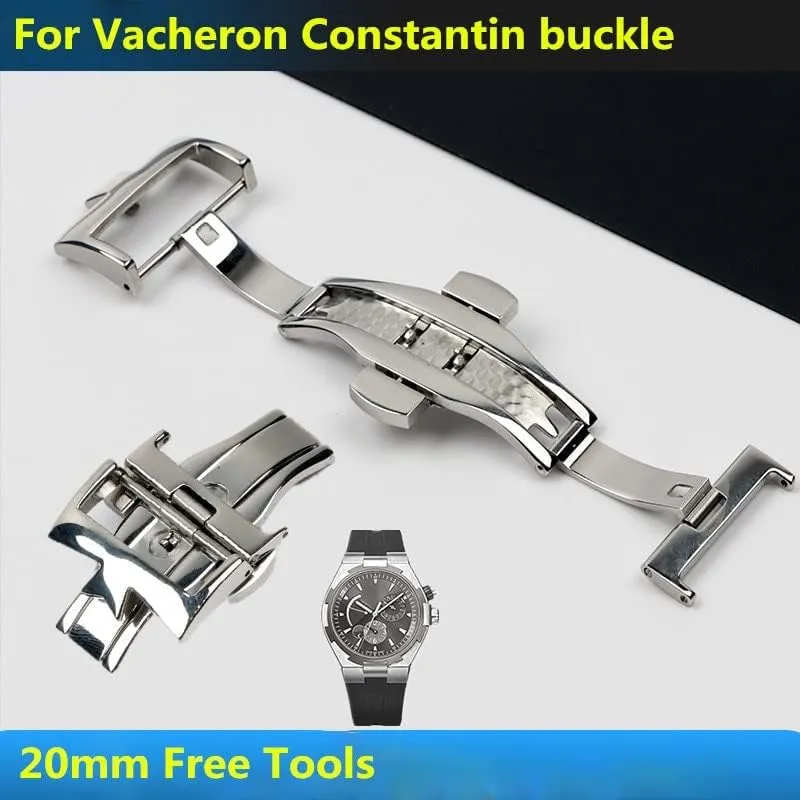 Wscebck Stainless Steel Watch Clasp for VC Vacheron Watch Strap Buckles Constantin 20mm Silver Metal Pin Butterfly Clasp