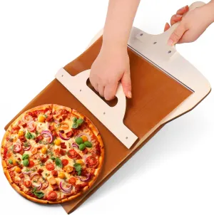 XANGNIER Sliding Pizza Peel,The Pizza Peel That Transfers Pizza Perfectly,Super Magic Peel Pizza,Slide Smart Pizza Shovel with wood Handle,Pizza Spatula Paddle for Indoor & Outdoor Ovens Accessories