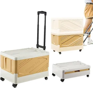XCBYT Storage Bins With Wheels - Rolling Cart for Closet Organizers and Storage, Foldable Crate for Teachers, Collapsible Shopping Cart