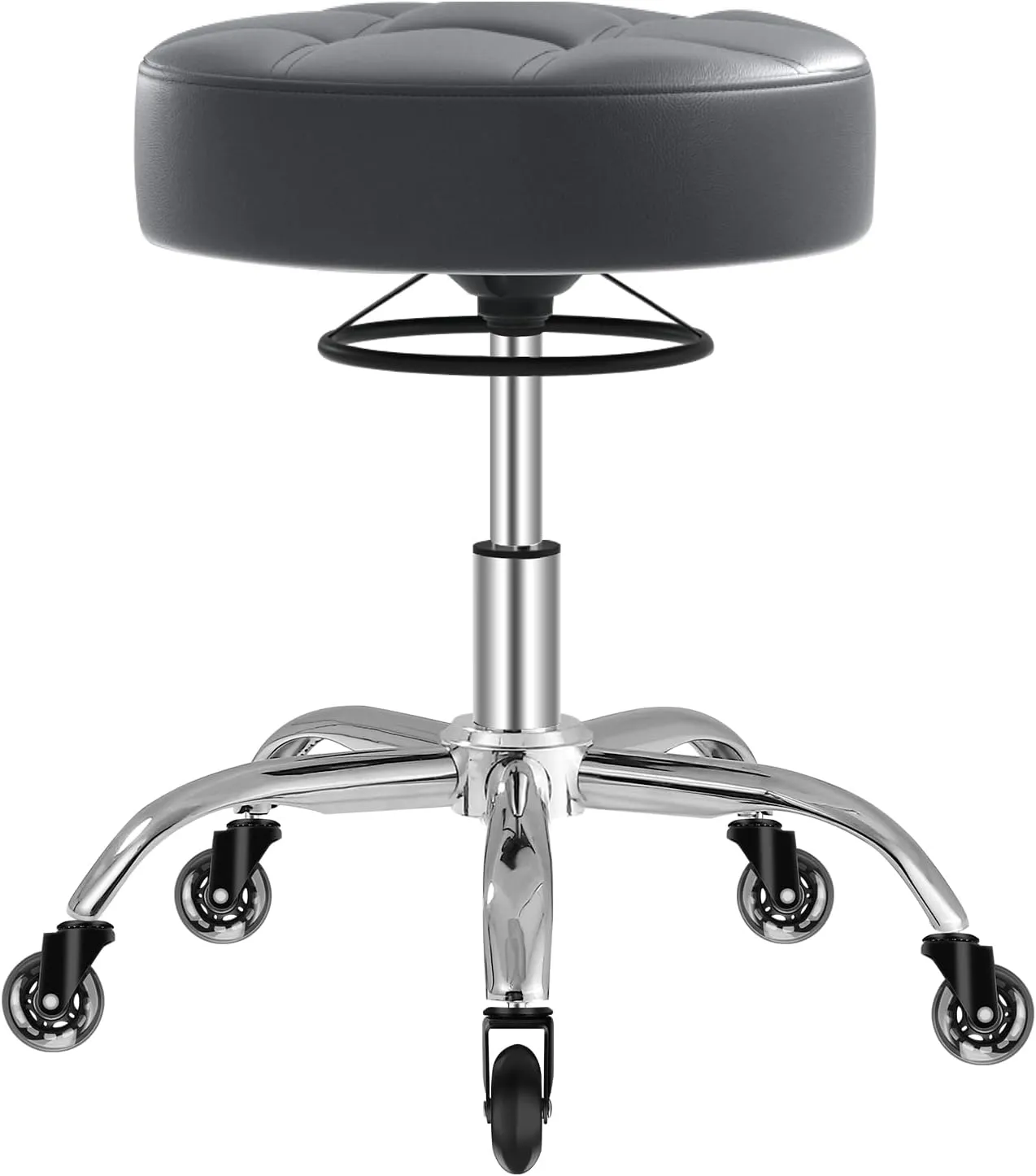YEEZEE Rolling Stool Heavy Duty 400lb: Super Soft Seat Cushion,360° Swive,Height Adjustability,No Squeaky Noises,No Tip Over,New Upgraded Salon Stool Chair, Tattoo Facial Massage Spa Medical (Grey1)