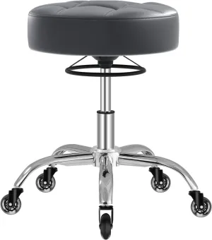 YEEZEE Rolling Stool Heavy Duty 400lb: Super Soft Seat Cushion,360° Swive,Height Adjustability,No Squeaky Noises,No Tip Over,New Upgraded Salon Stool Chair, Tattoo Facial Massage Spa Medical (Grey1)