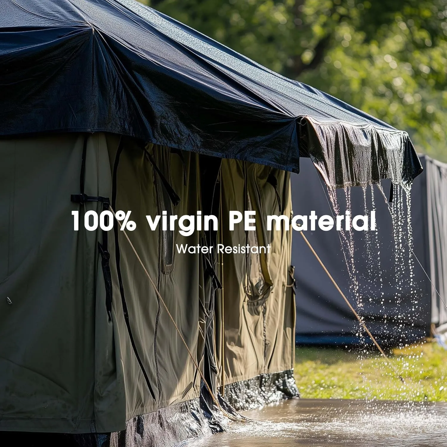 Yescom 20x24FT 14 Mil Heavy Duty Reinforced Poly Tarp Reversible Waterproof Tarpaulin Ground Sheet Cover Reversible Silver Black Tarps