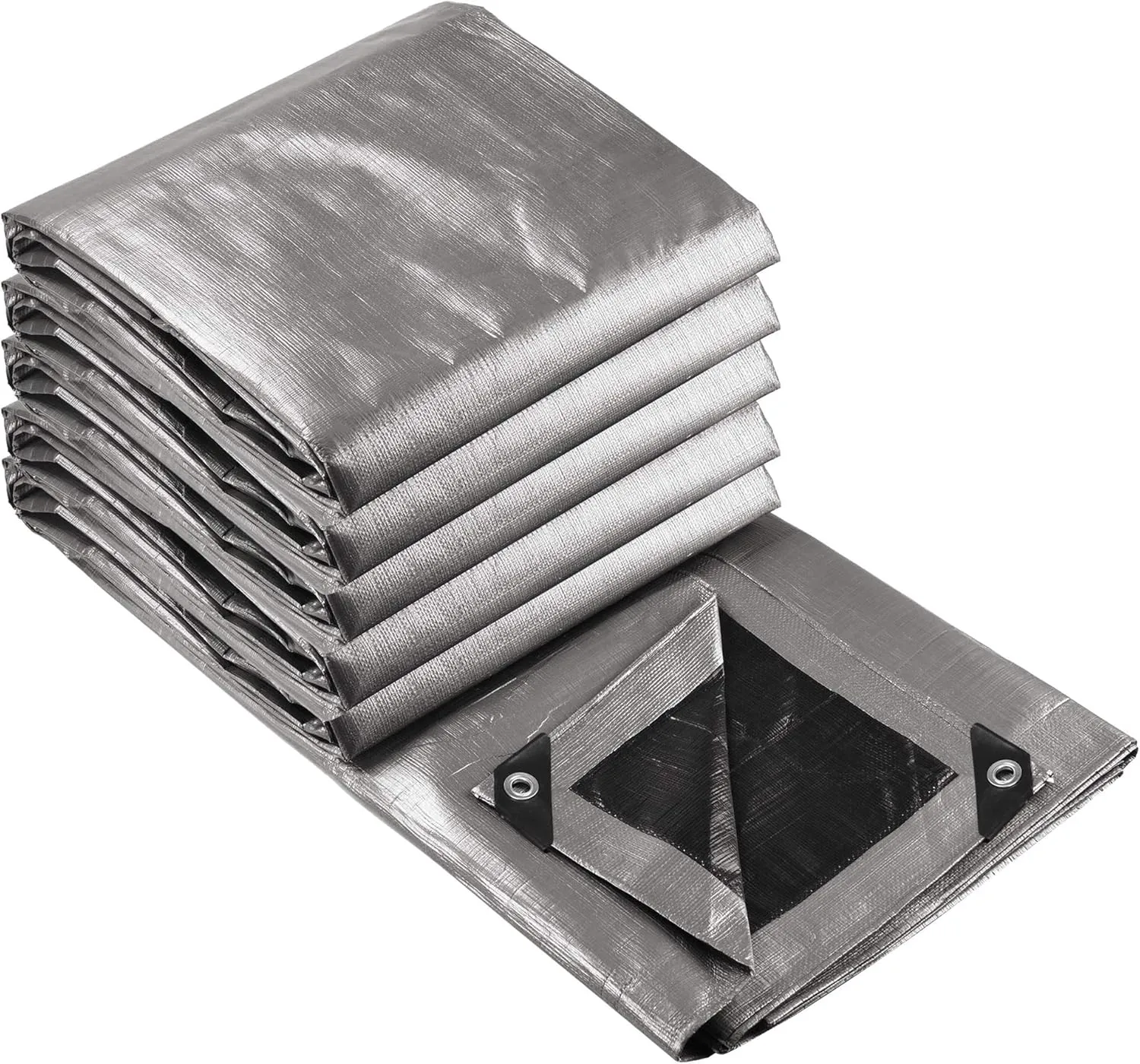 Yescom 20x24FT 14 Mil Heavy Duty Reinforced Poly Tarp Reversible Waterproof Tarpaulin Ground Sheet Cover Reversible Silver Black Tarps
