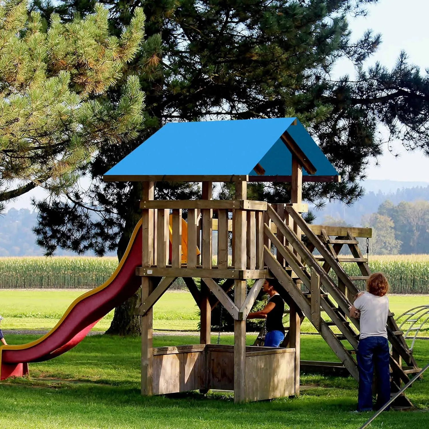 Yescom 43"x90" Swing Set Kindergarten Replacement Tarp UV Protection Playground Roof Playset Outdoor Deck Blue